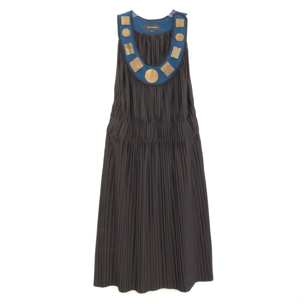 Arthur Mendonca Pleated Sleeveless Beaded Dress DG